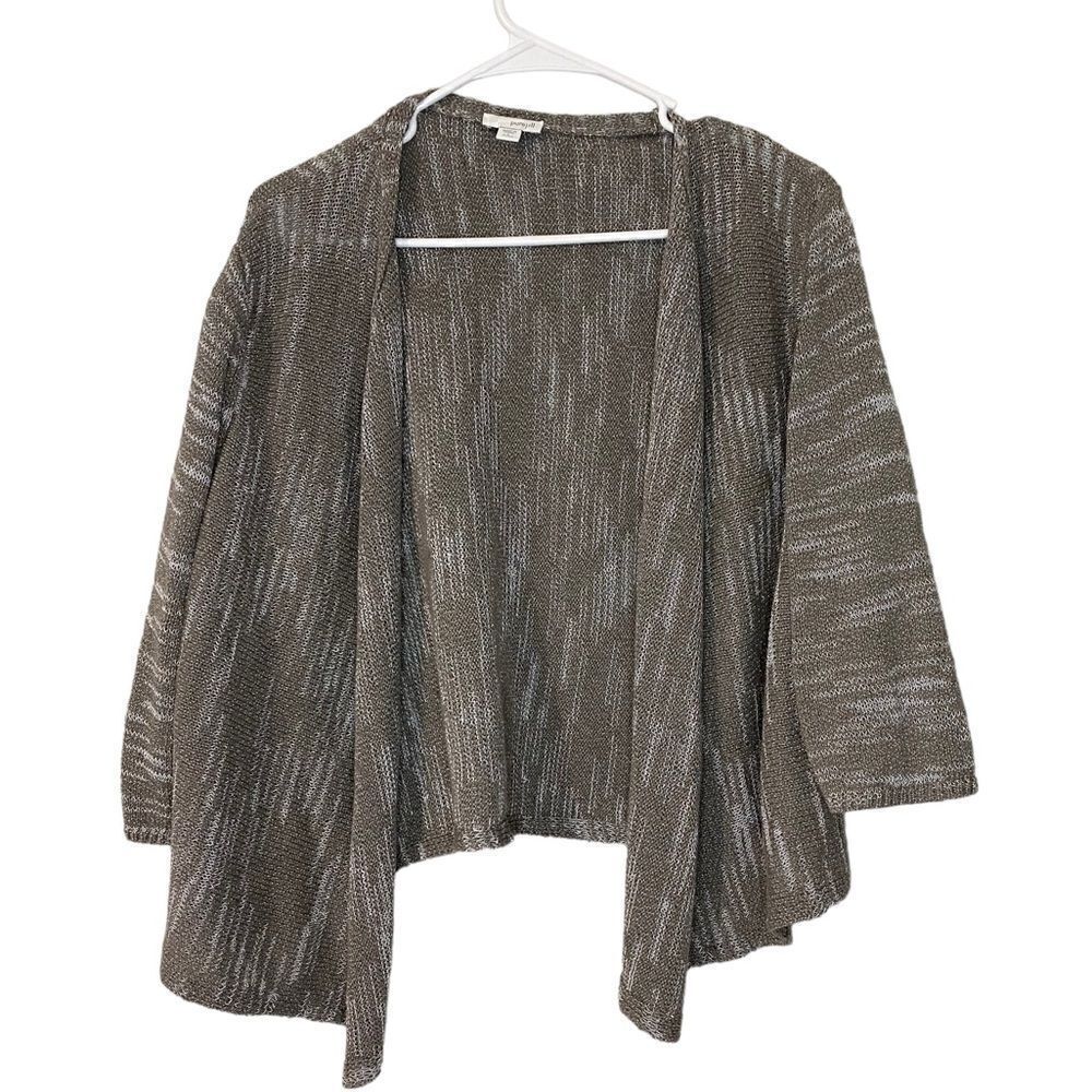J Jill Pure Jill women’s Dove Grey 3/4 Sleeve Cardigan